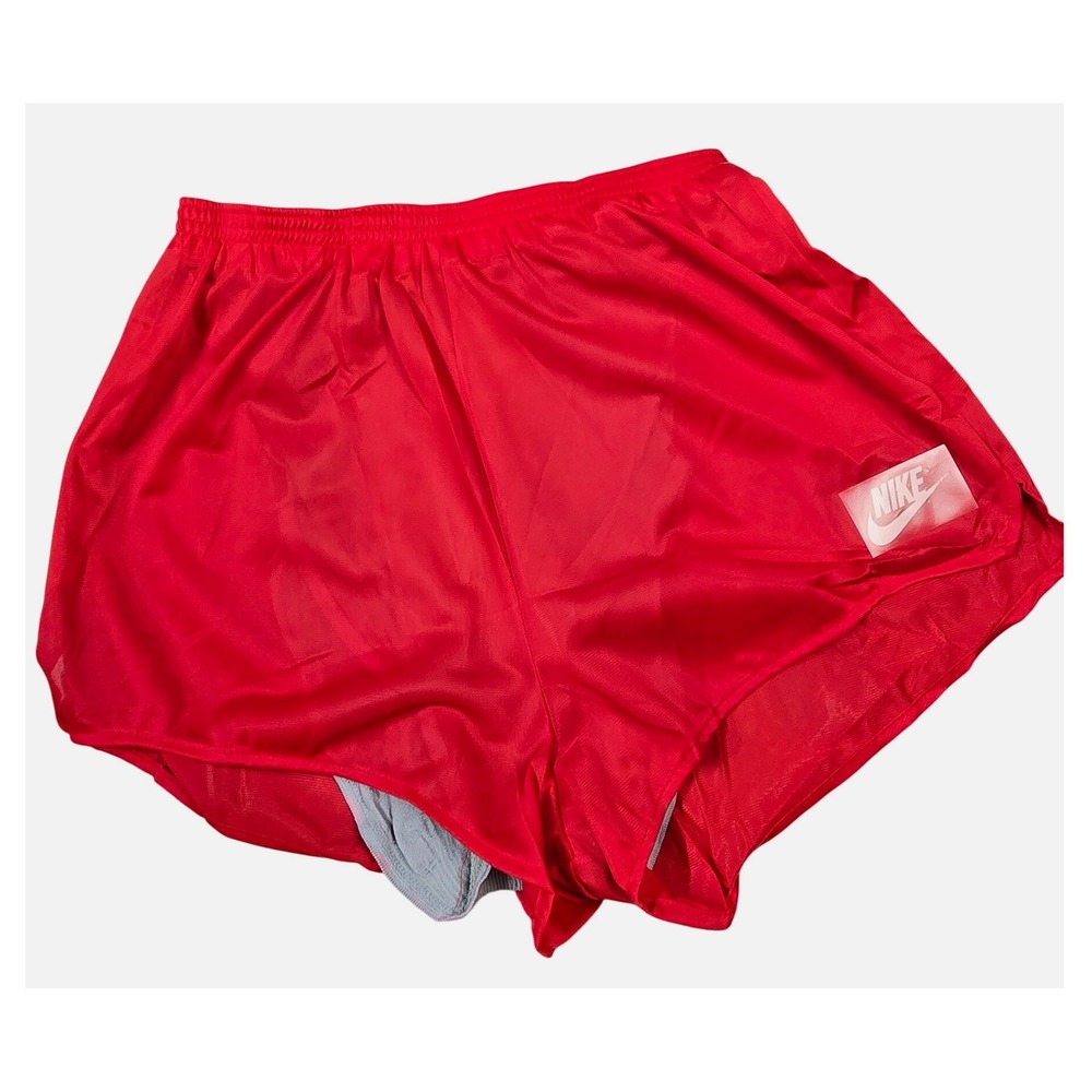 Vintage 80s Nike Women's Medium Red Running Shorts NWT Deadstock Brief Lined